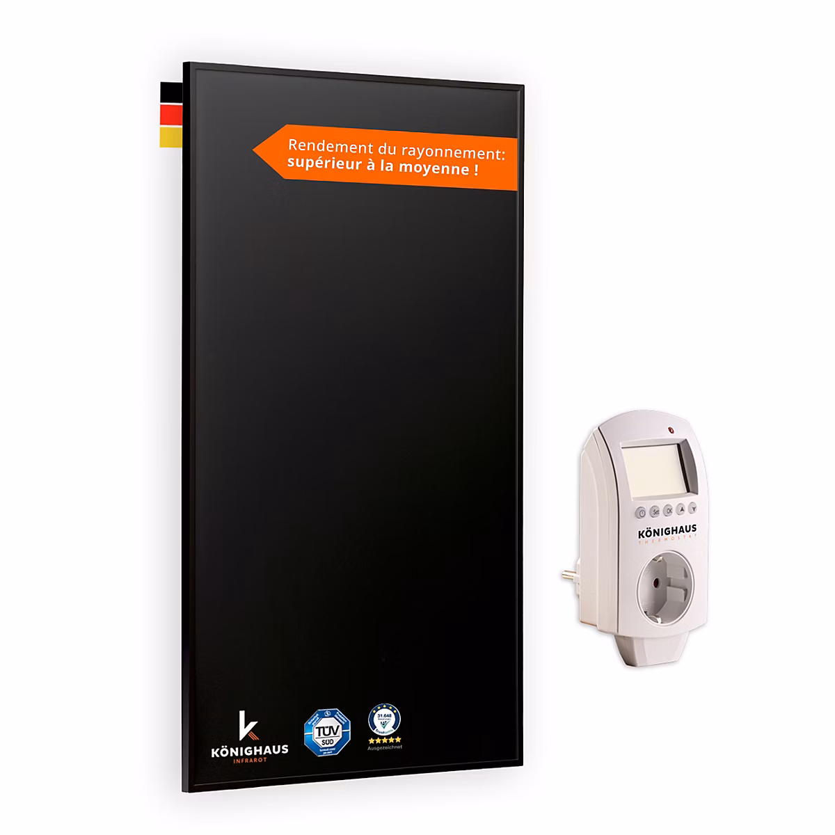 Chauffage infrarouge P – Serie 800W avec thermostat | Black Edition