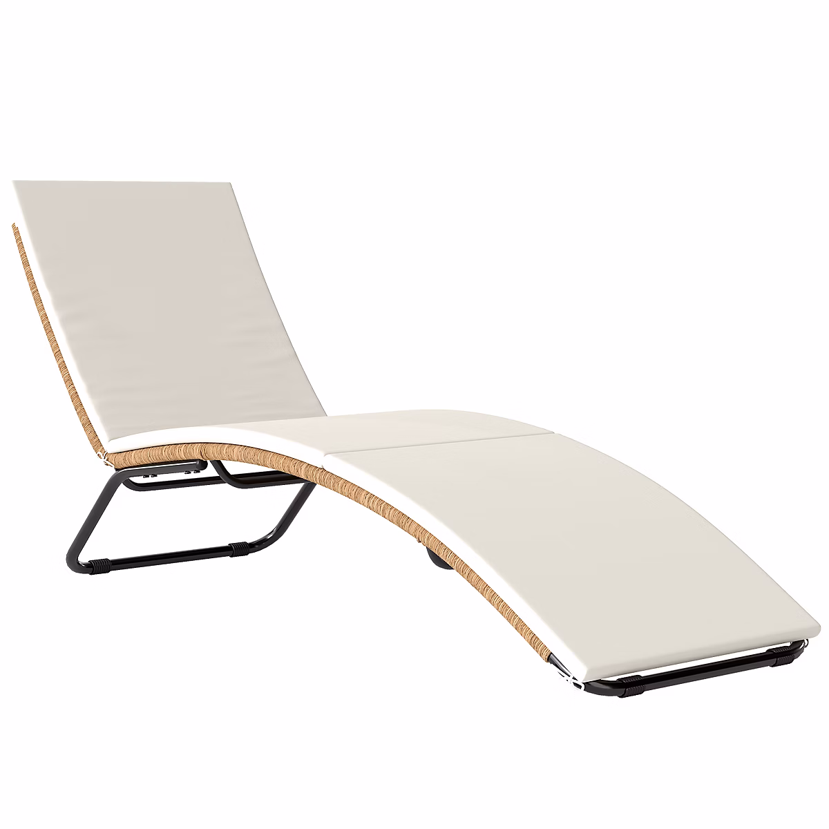 Bain de soleil design résine tressée effet rotin naturel avec coussin crème – Réf. UDZOMZFIP3536095476