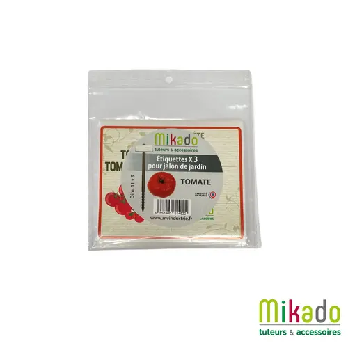 Lot de 3 étiquettes "tomate" coloris blanc en plastique - 12 x 1 x 14 cm