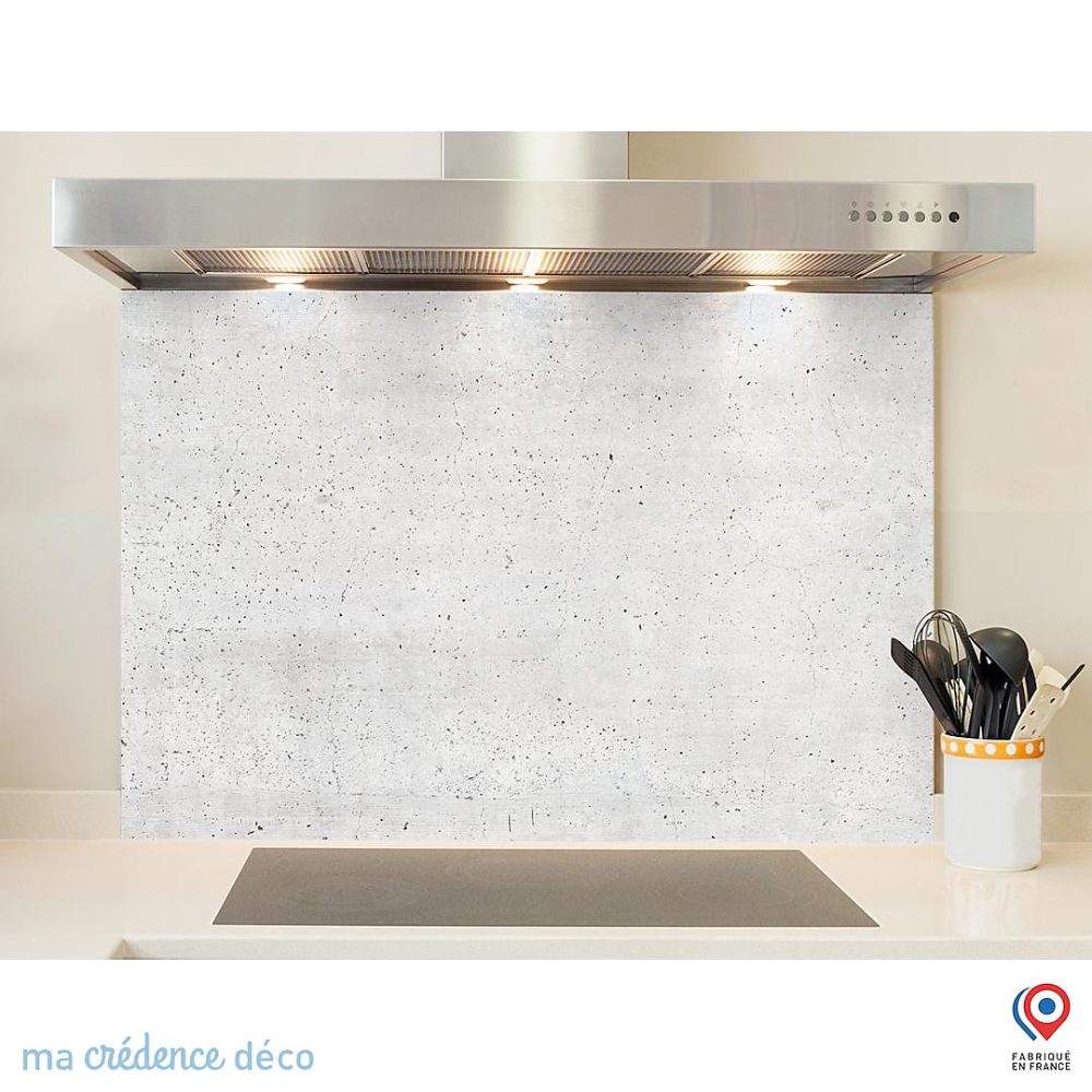 Crédence cuisine fond de hotte Béton brut – Alu composite, L 90 cm x H 50 cm, MaCrédenceDéco
