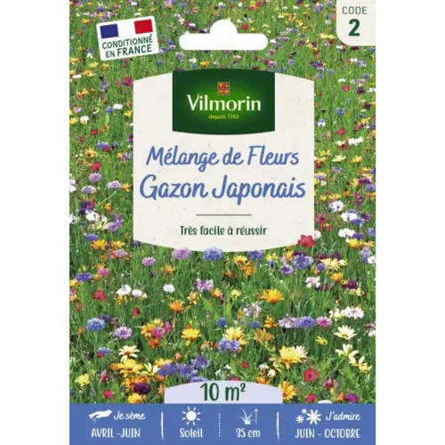 Gazon japonais Mélange de fleurs à semer Vilmorin - graines à semer pour 10 m² de surface