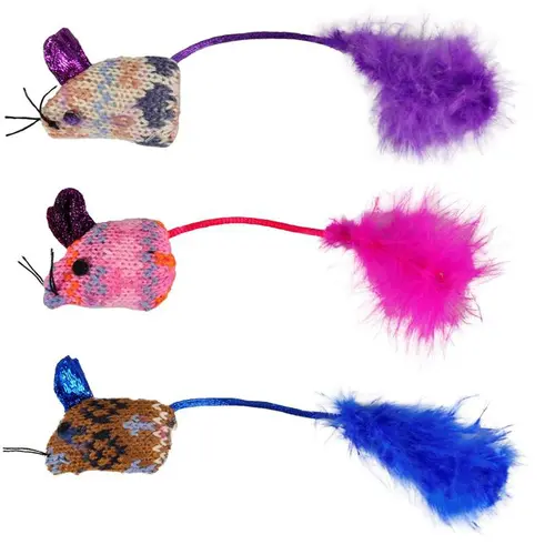Jouet pour chat souris Flamingo Mohaire - Les 3 pièces