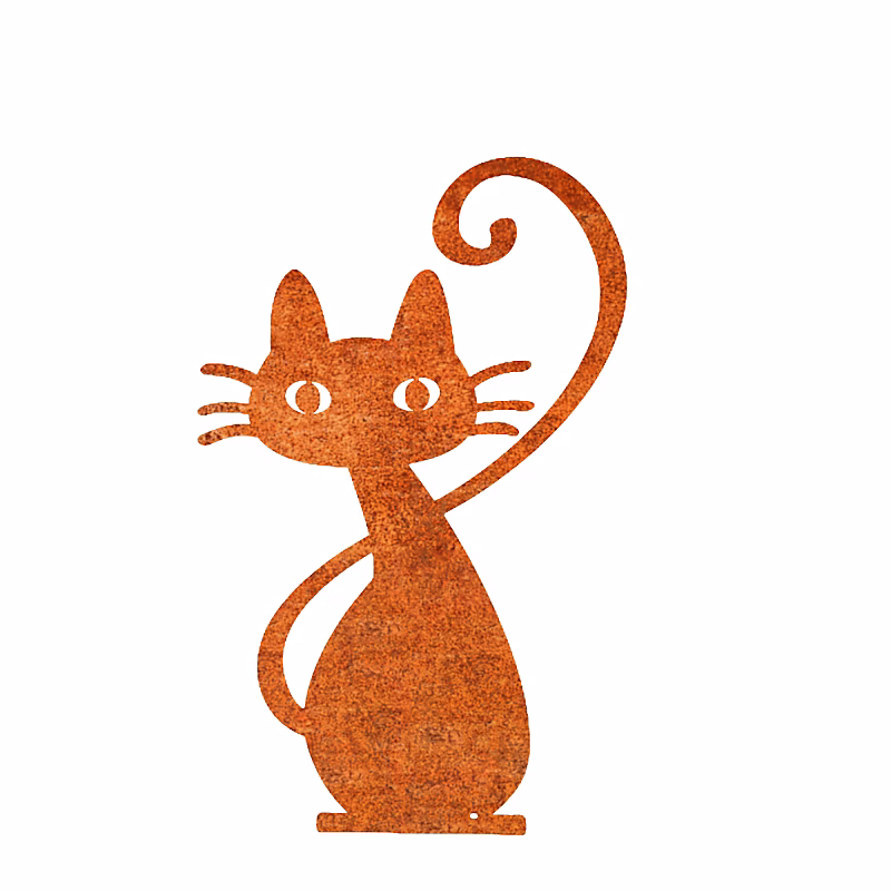 Déco jardin : Chat Simone Métal – Acier brut poli 45 cm