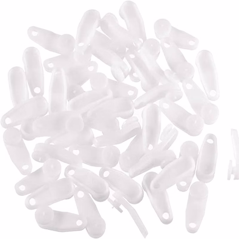 Crochet coulissant de rideau de 50 pièces – crochet de rideau de douche en plastique blanc, rail de rideau de douche
