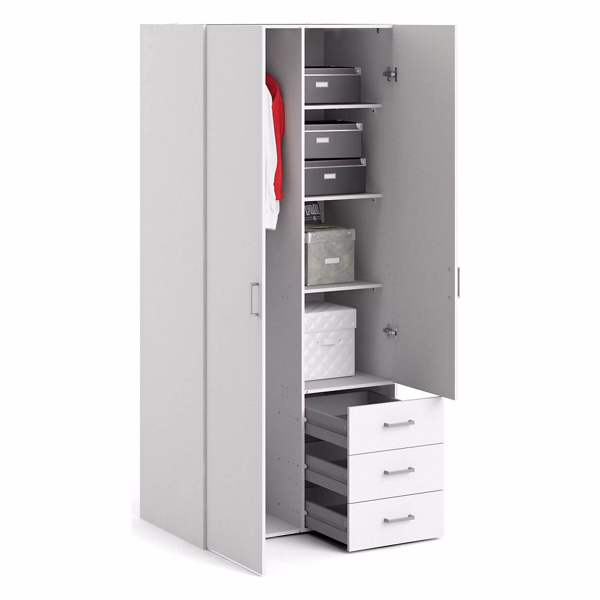 Armoire 2 Portes Arci – 3 Étagères 78 × 175h cm Blanc