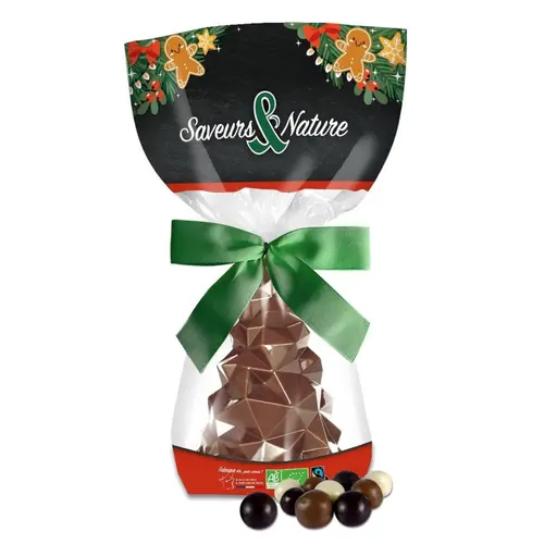 Sachet de sapins origami chocolat au lait et billes croustillantes bio Saveur et Nature - 130 g