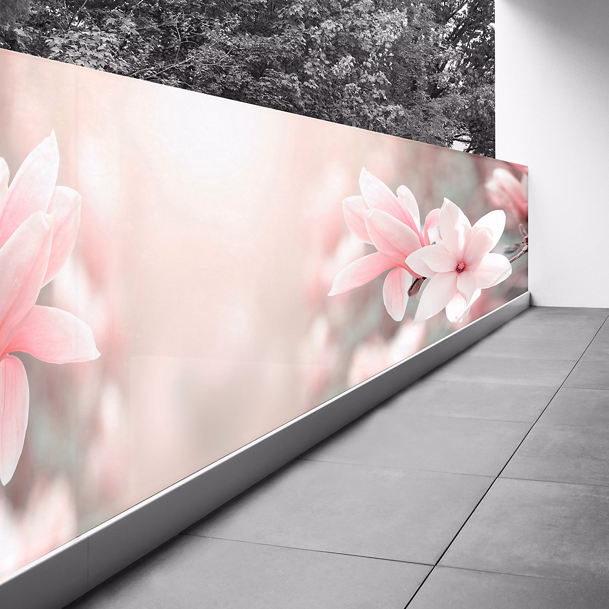 Brise vue Trompe l'oeil – 110 × 412 cm, Fleurs 3617689694993