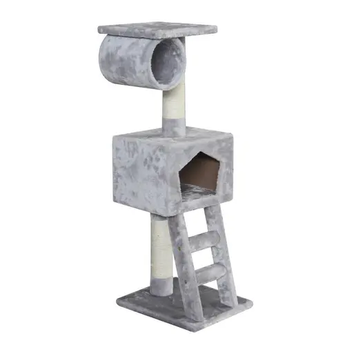 Arbre à chat avec panier et griffoir coloris gris Abigail -109 cm