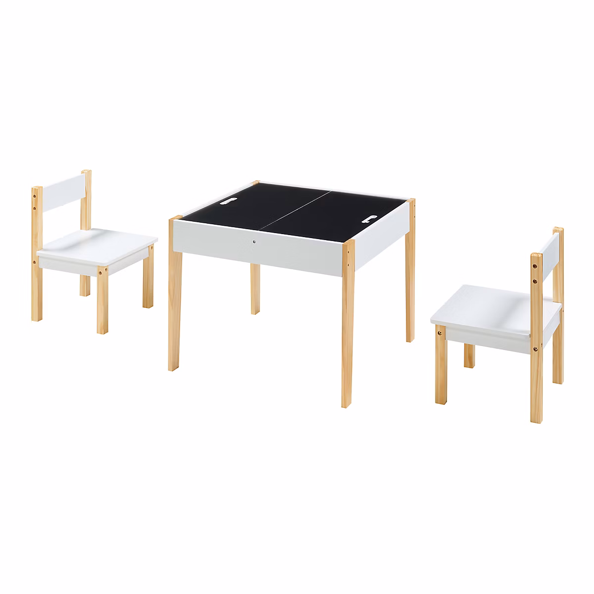 Ensemble de table et 2 chaises pour enfants Smedjebacken naturel blanc noir en.casa – Réf. YERTJRUAC7416661771