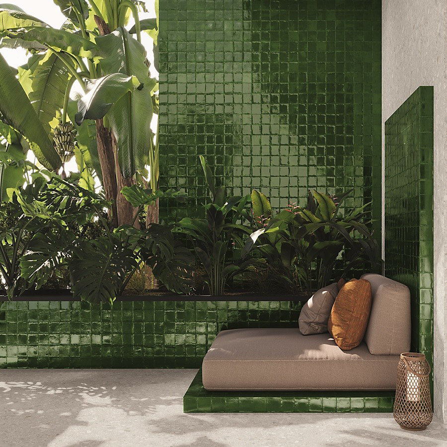 carrelage effet zellige 10 × 10 cm NOUR DARK GREEN