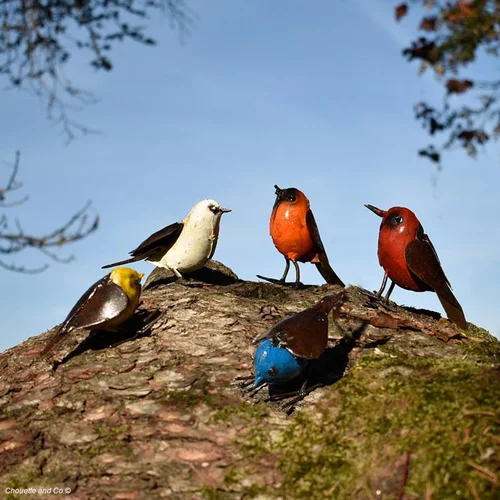 Oiseau métal peint main