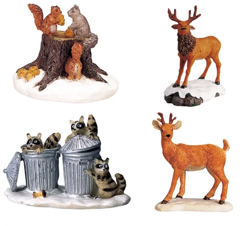 Figurine pour village de Noël Lemax Harvest crossing thème Animaux dans la neige