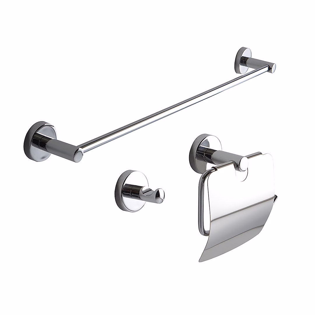 Ensemble De 3 Accessoires De Salle De Bain Chromés Muraux – Necessary