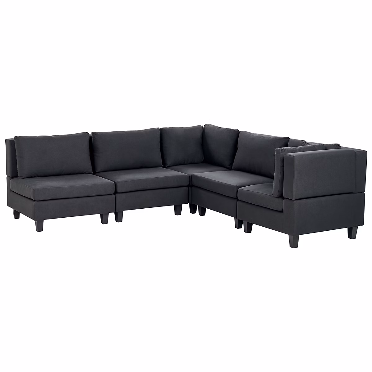 Canapé d'angle modulable 5 places UNSTAD Tissu Noir Côté gauche – Réf. TBBFLITIO9425955232