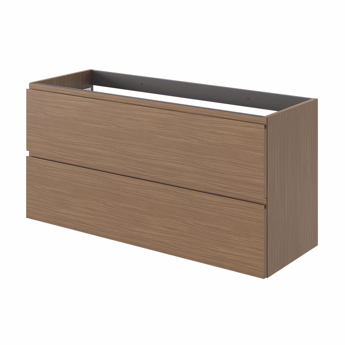 Meuble sous vasque l.120 x H.60 x P.45 cm – effet noyer | 2 tiroirs avec poignées intégrées | Kentia