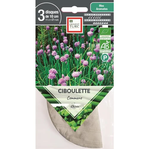 Graines présemées de Ciboulette commune bio Ernest Turc - 3 ronds de 10 cm