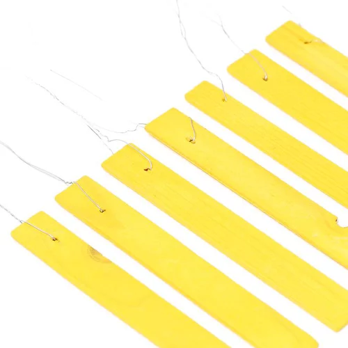 Etiquettes jaunes en bois à suspendre - 12 cm