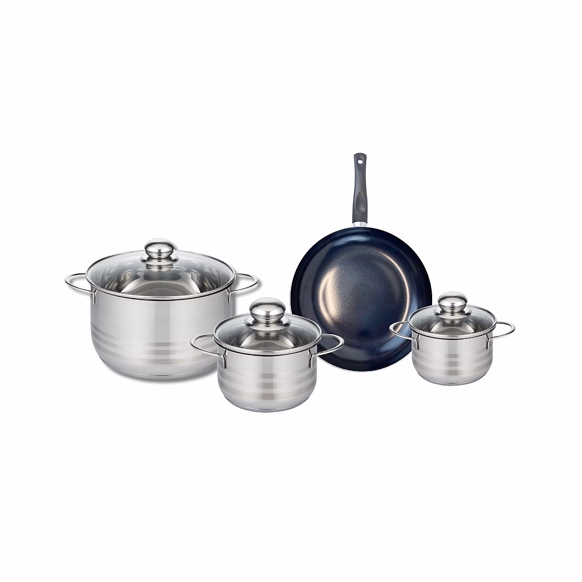 Ensemble de 1 Poêle de cuisson 20 cm et 3 faitouts 12 – 14 et 20 cm Elo Prima Brillant