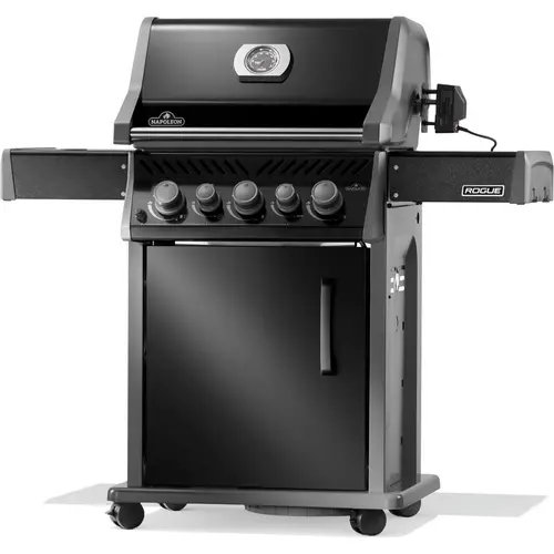 Barbecue gaz Rogue avec 3 brûleurs et réchaud latéral coloris noir Napoléon - 130 x 64 x 122 cm