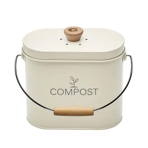 Seau à compost en métal beige avec filtre Nogent - 3 L