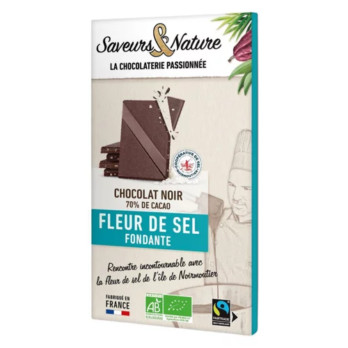 Chocolat noir 70% fleur de sel bio Saveurs et Nature - 80 g