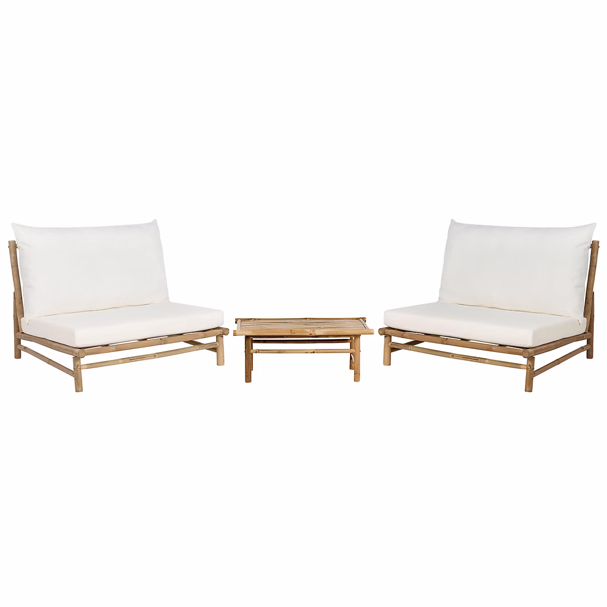 Salon et mobilier de jardin – Ensemble de salon de jardin avec table 2 places TODI Bambou Blanc cassé