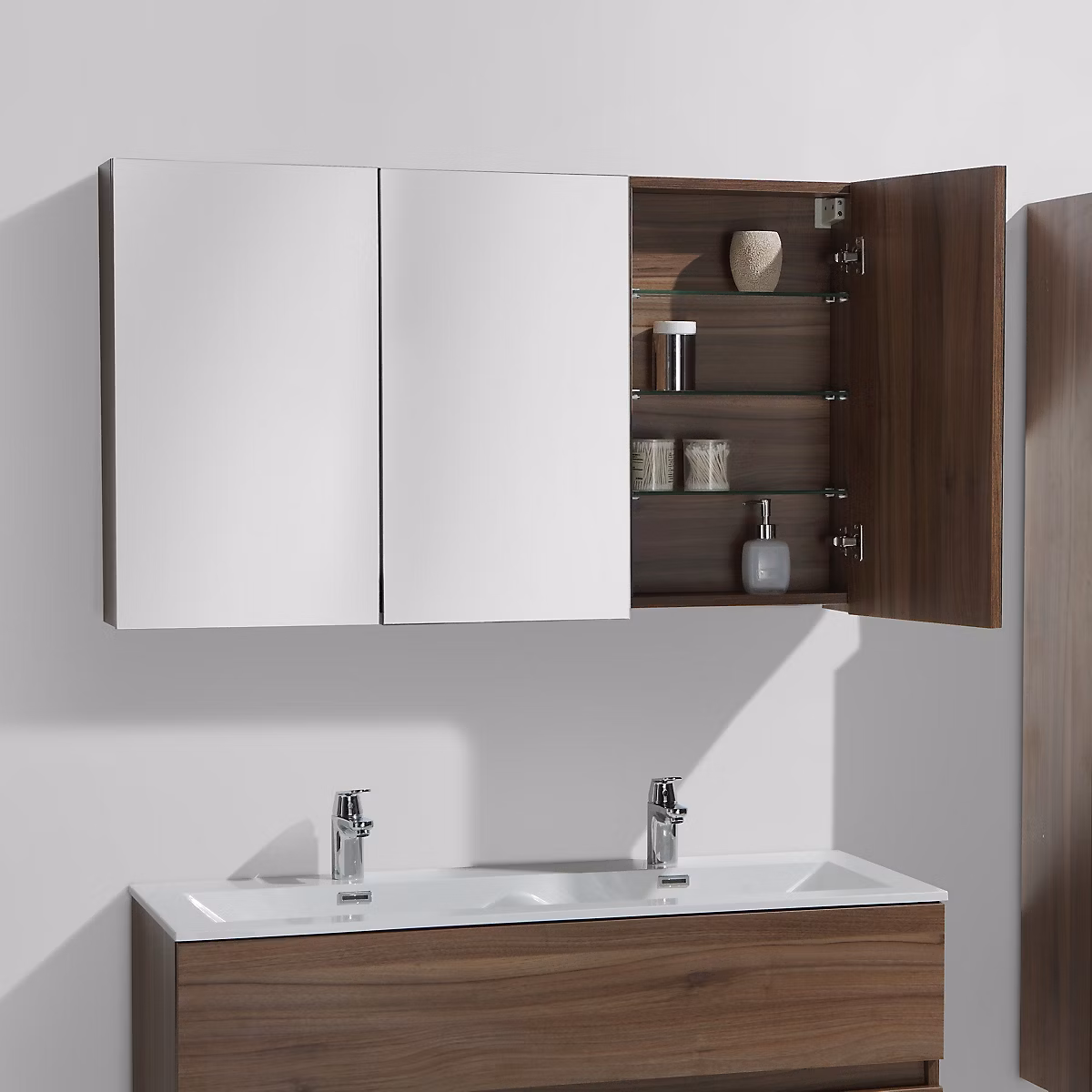 Armoire de toilette bloc-miroir SIENA largeur 120 cm noyer – Réf. NOCHAWYHO7242558103