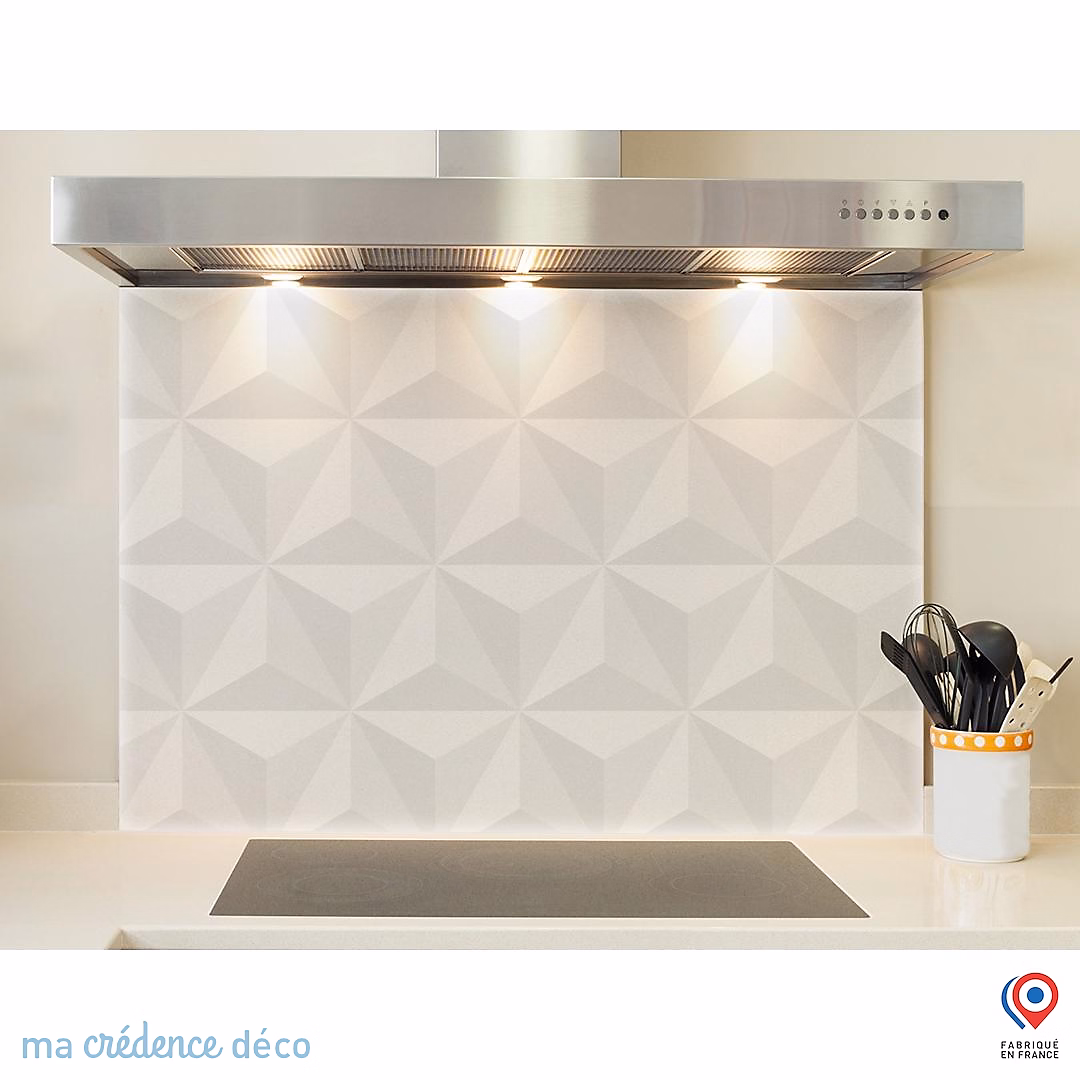 Crédence cuisine fond de hotte Origamis – Verre trempé, L 90 cm x H 70 cm, MaCrédenceDéco