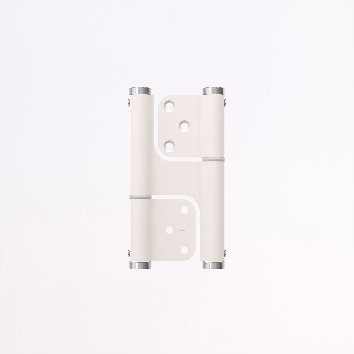 Charnière va et vient à ressort – 120 × 35 mm | mouvement 180 degrés | en aluminum Blanc | posée totalement en applique
