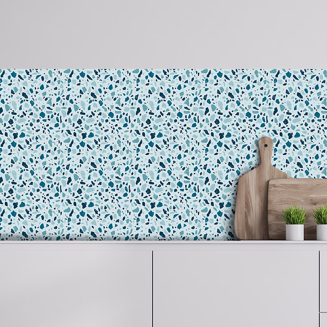 Crédence adhésive terrazzo turquoise 40 × 400cm