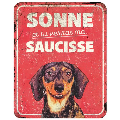 Panneau d'avertissement dachshund coloris rouge en métal galvanisé D&D Home - 25 x 20 x 0,3 cm