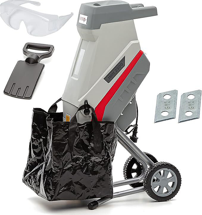 Broyeur de végétaux – Broyeur de vegetaux electrique 2500W avec sac de recuperation et accessoires