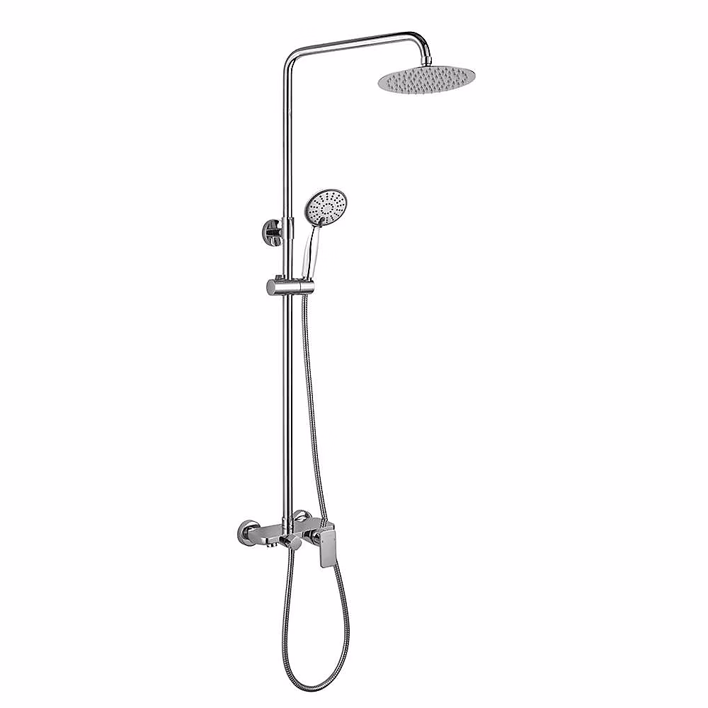 Colonne de douche extra – longue monocommande DUA ronde, 100, 150 cm, finition chrome poli, en laiton Kibath