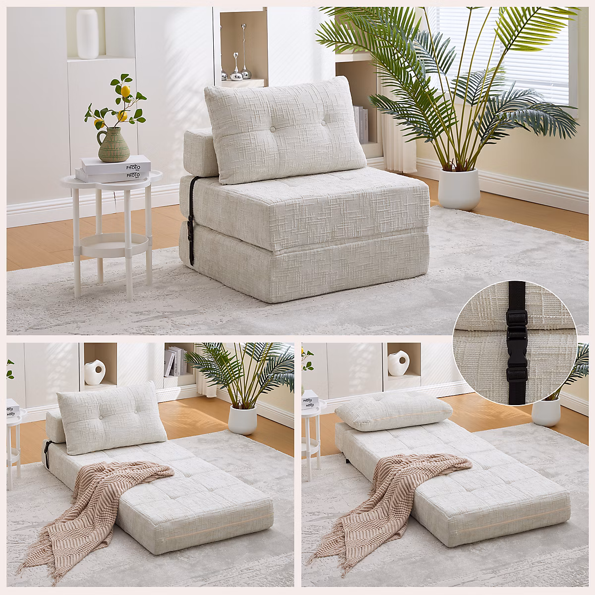 Canapé convertible pliable avec coussin matelas pliant dossier canapé portable confortable sol salon chambre – Réf. YNLZBAXPJ9519851551