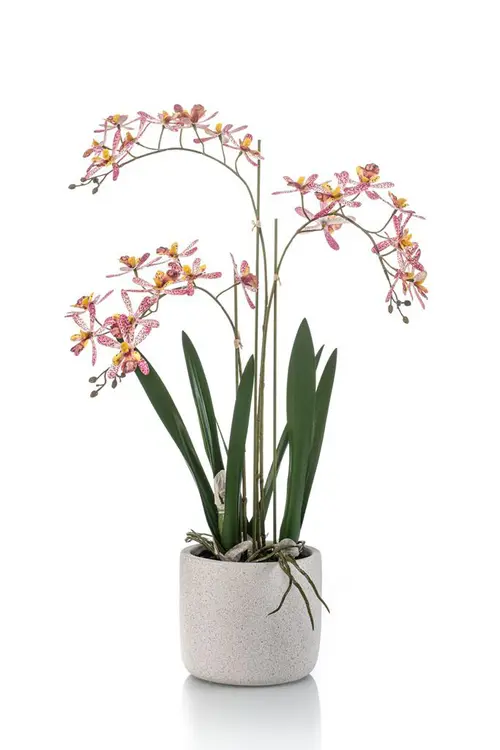 Orchidée artificielle Renanthera rose en pot - Ø 29 x H 56 cm