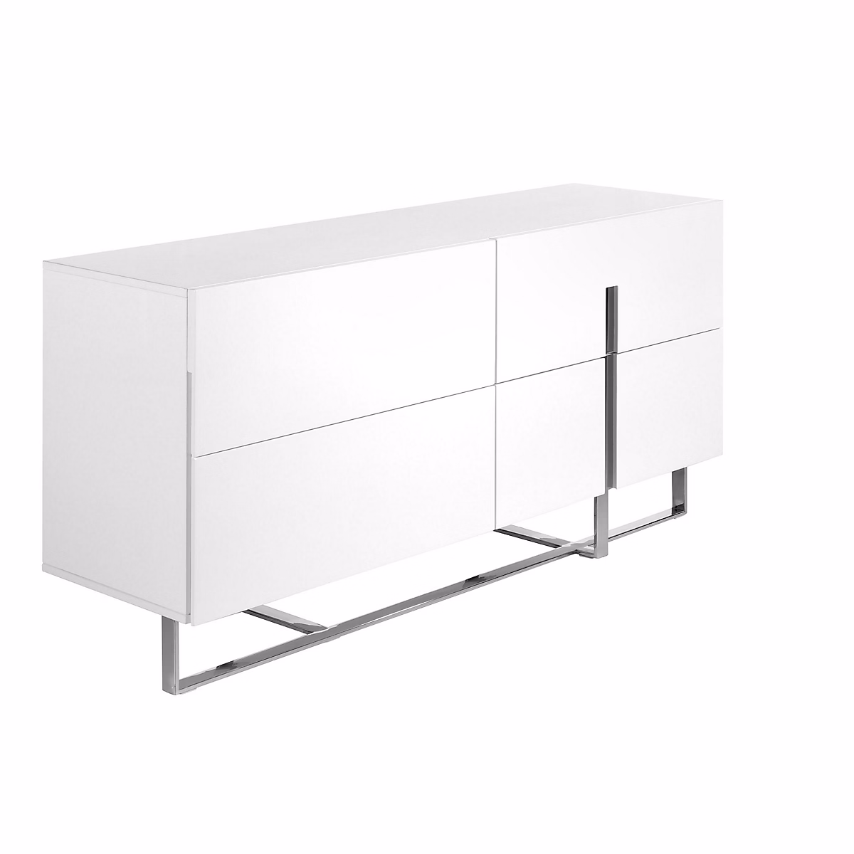 Meuble – Buffet en bois blanc et acier chromé