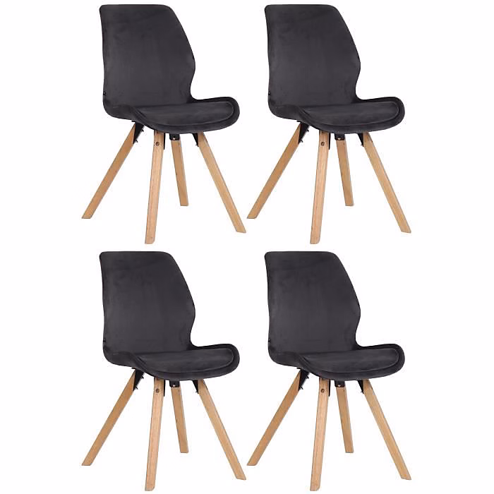 Chaises de Salle à Manger – Luna, Lot de 4, Gris foncé, Velours, Design Scandinave