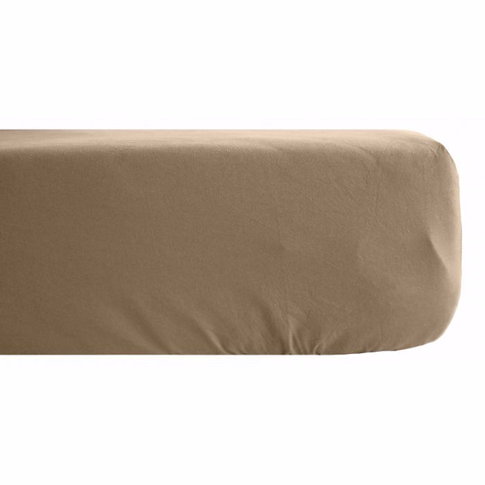 Drap housse Palace pur coton teint lavé 63 fils/cm² Vent du sud – Palace Camel | 140 × 190 cm bonnet de 35 cm