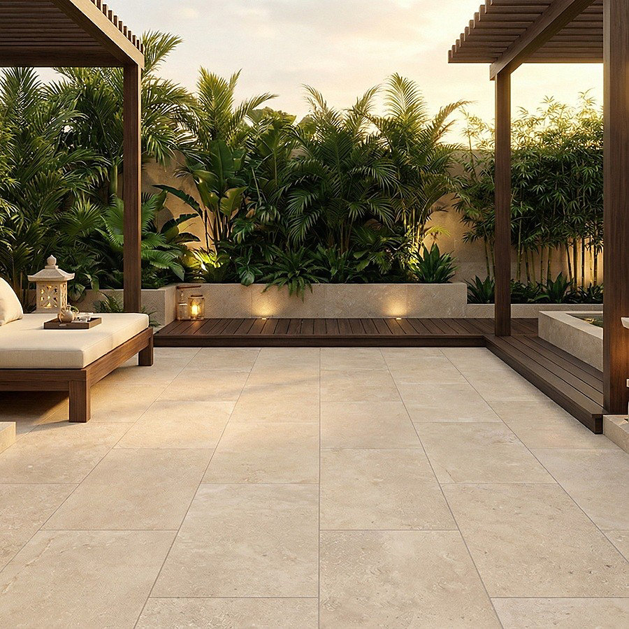 Carrelage antidérapant Summer 60 × 120 effet travertin R10