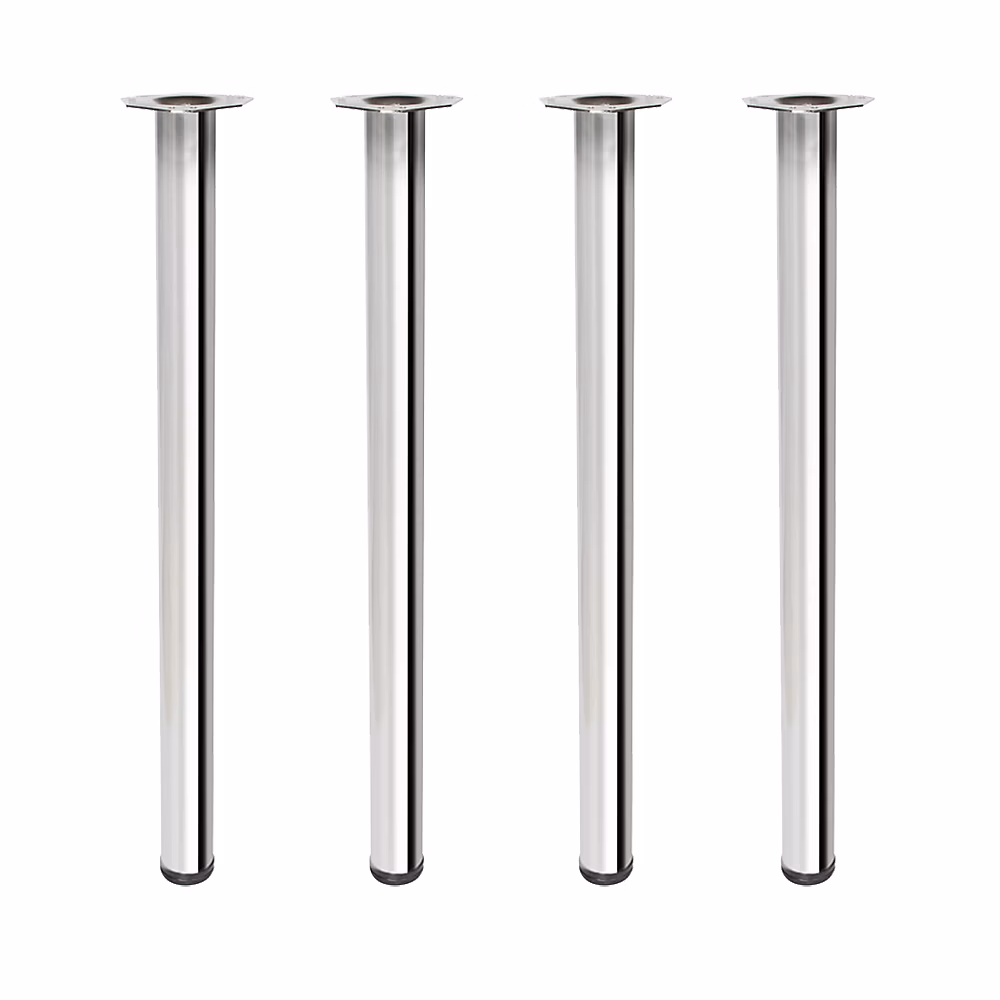 4 un. Pied de table rond en acier – diamètre 60 mm, hauteur 710 mm, chromé avec régulateur de niveau