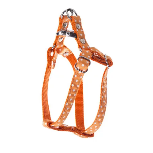 Harnais baudrier Pois pour chien coloris orange - S