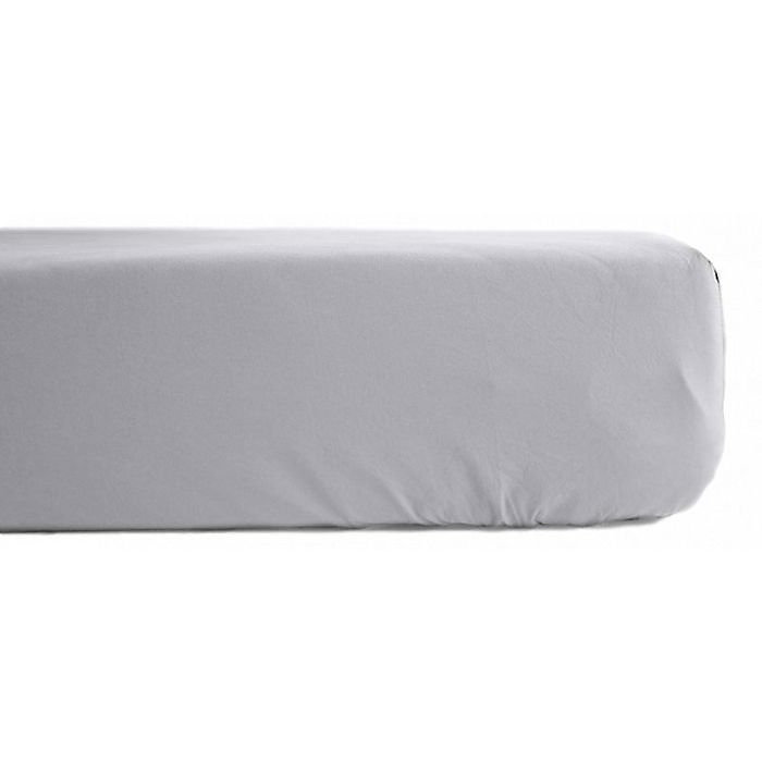 Drap housse percale pur coton peigné longues fibres 80 fils/cm² avec bonnet de 35 cm Vent du sud – 180 × 200, Perle