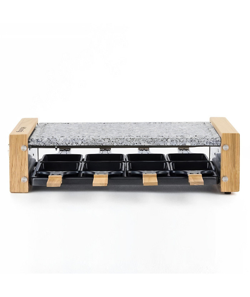 Appareil a raclette/grill HKoeNIG – 8 personnes, Design bois, Surface de cuisson 38 × 19, 5 cm, Puissance 1200W