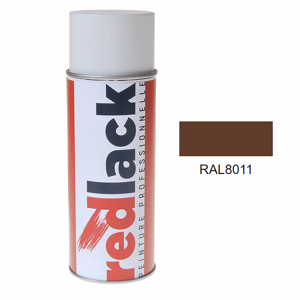 Bombe de peinture Aérosol – spray, 400ml, RAL 8011 Brun noisette, Mat, multisupport, Redlack, RAL8011