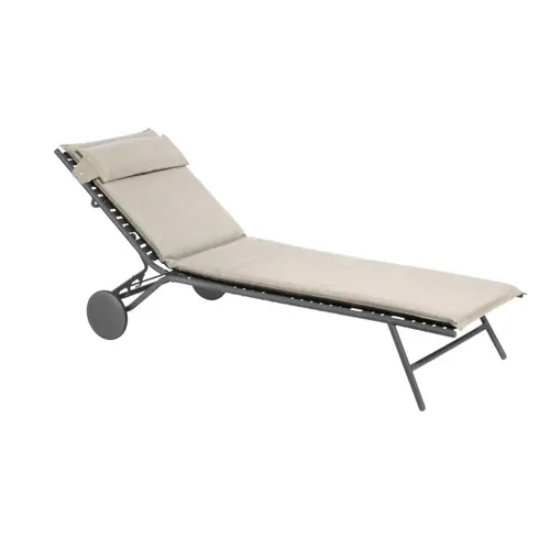 Bain de soleil Bayanne II Hedona Latte Lafuma coloris beige en acier - 77 x 186 x 77 cm