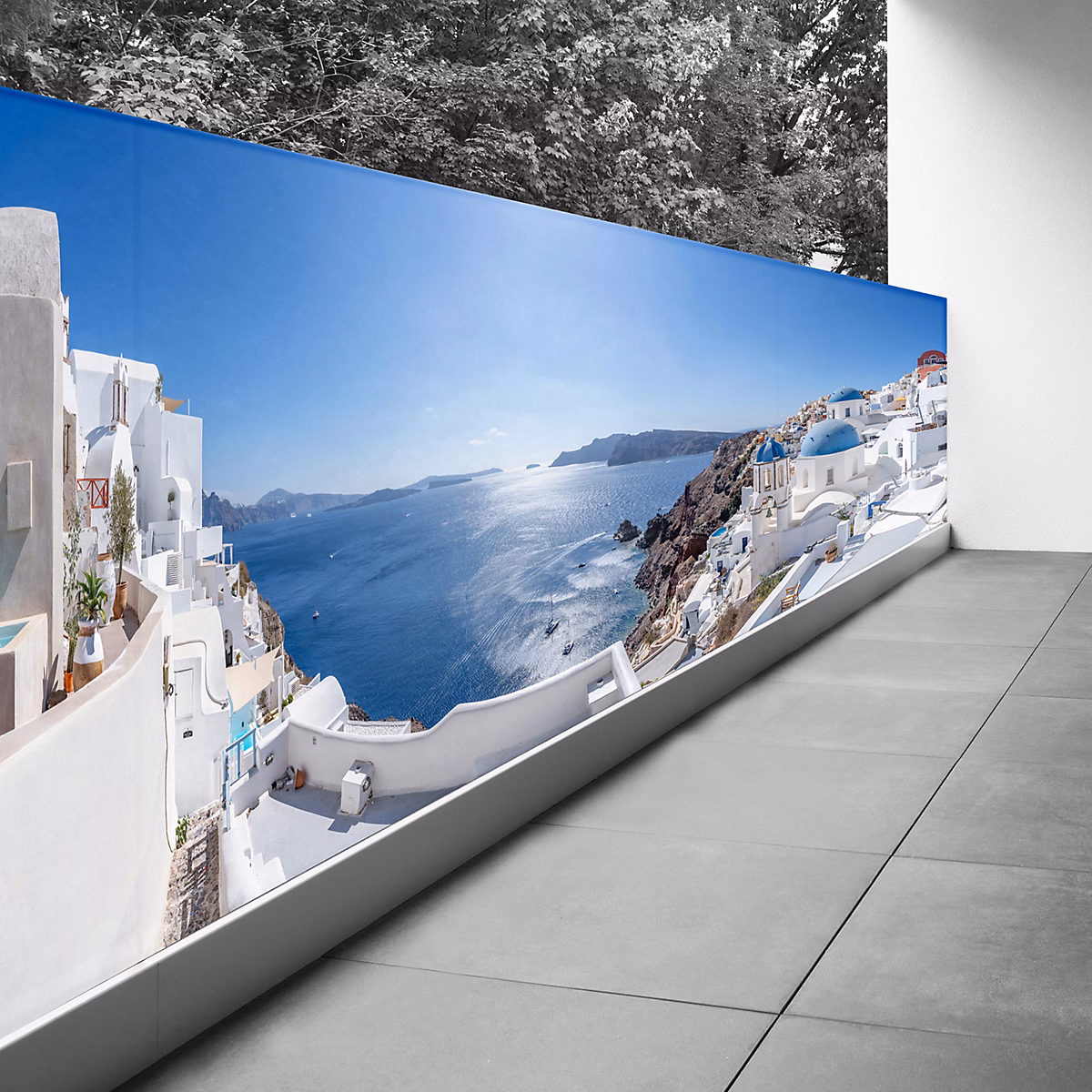 Brise vue Trompe l'oeil | 120 × 332 cm – Santorin 3617689695815