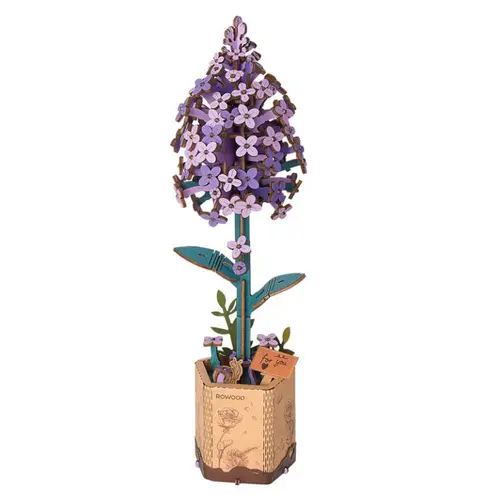 Fleur en bois à assembler Lilas Rowood - 24,5 x 16,5 cm
