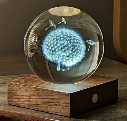 Boule en cristal et verre design Dandelion - Ø 8 x H 12 cm