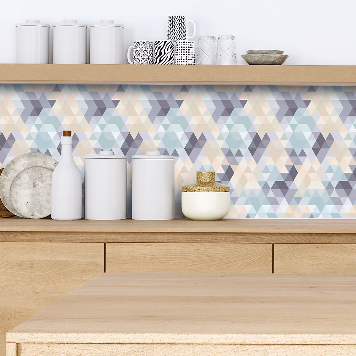 Crédence adhésive design mosaique triangle – 60 × 300cm