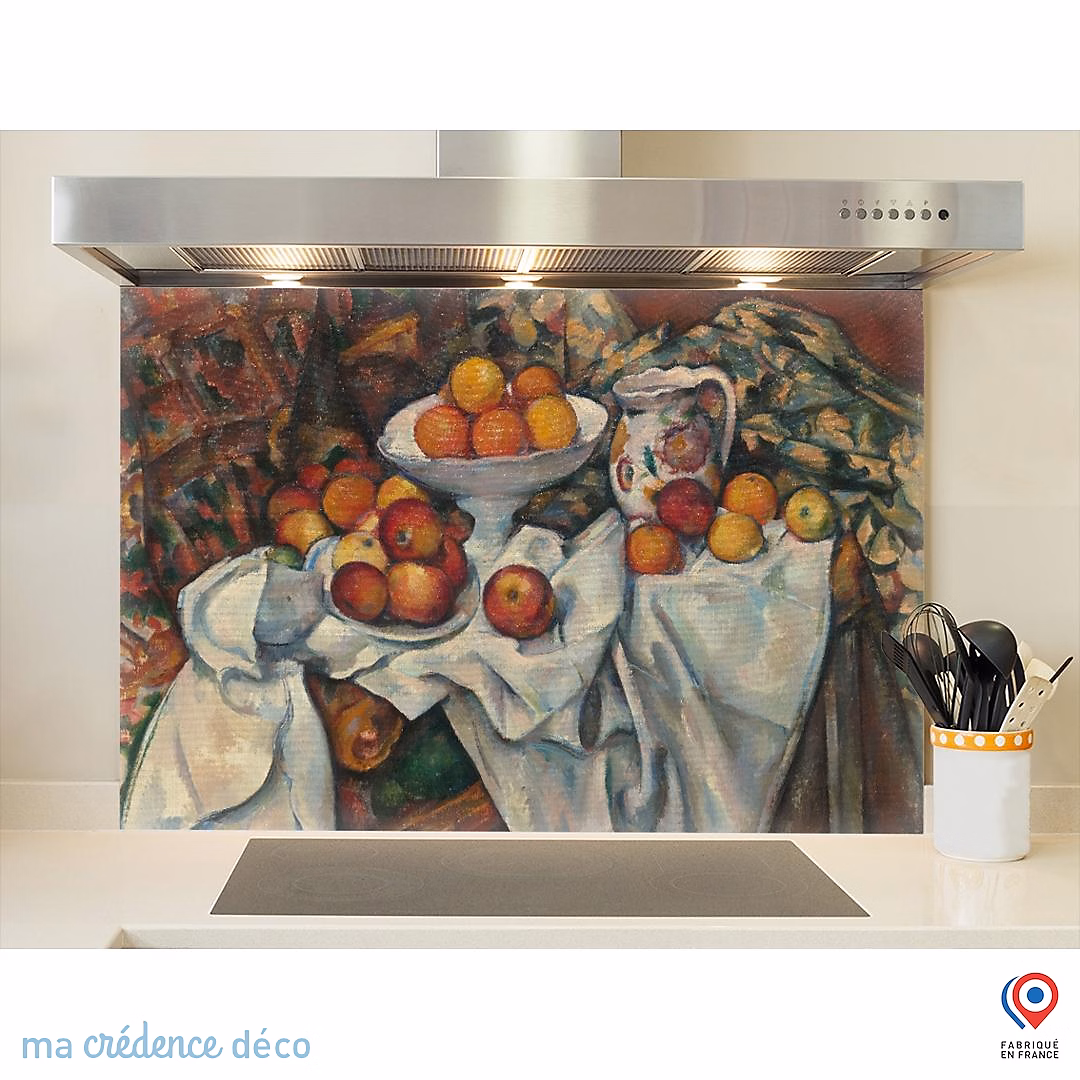 Crédence cuisine fond de hotte Paul Cézanne – Pommes et oranges | Alu composite | L 60 cm x H 45 cm | MaCrédenceDéco